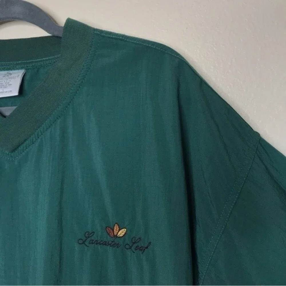 Vintage Munsingwear Lancaster Leaf V Neck Pullover Green Windbreaker Men Large